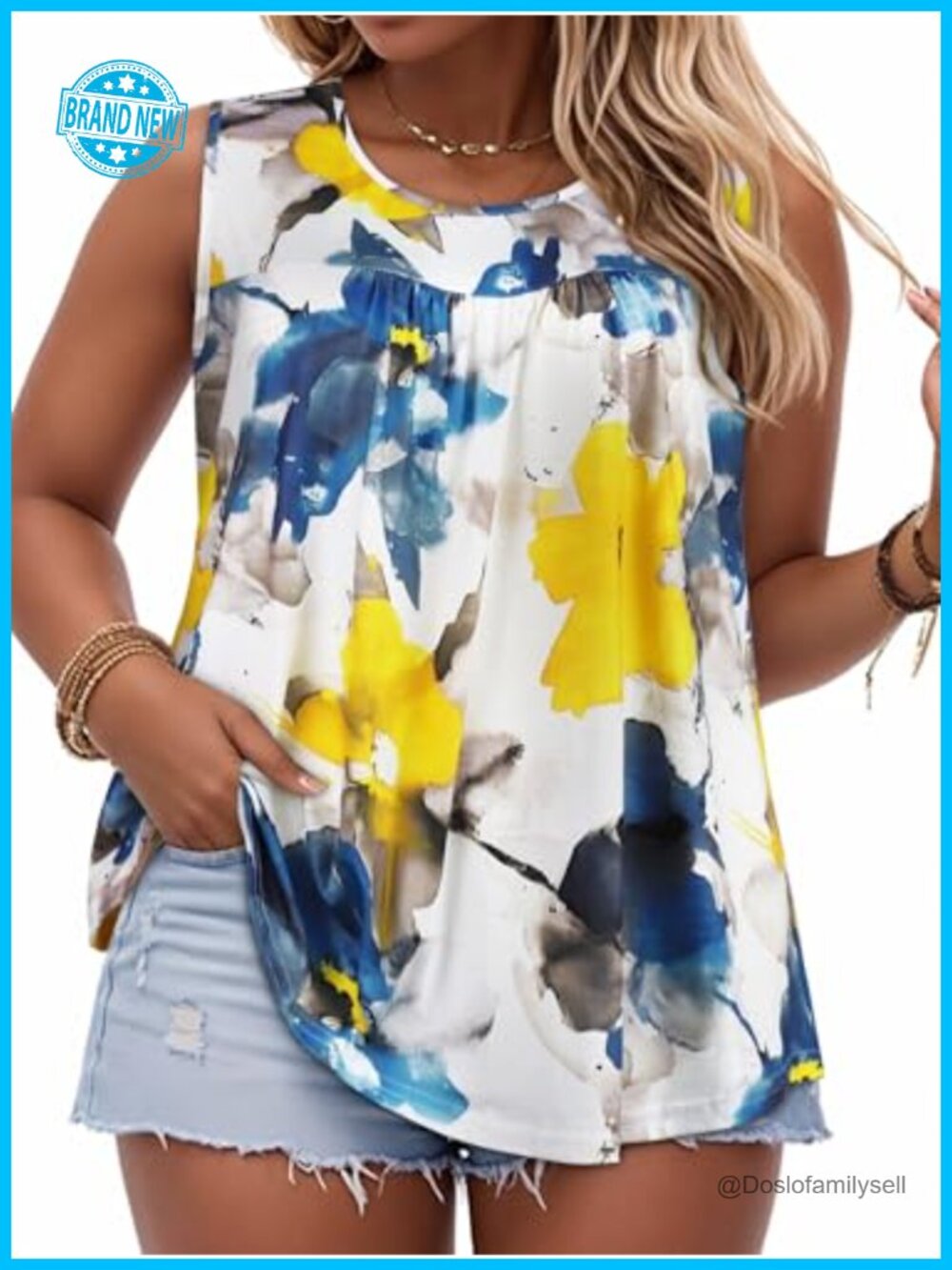 Plus Size Tank Top Loose Fit Sleeveless Crewneck Tunic Tee Casual Summer